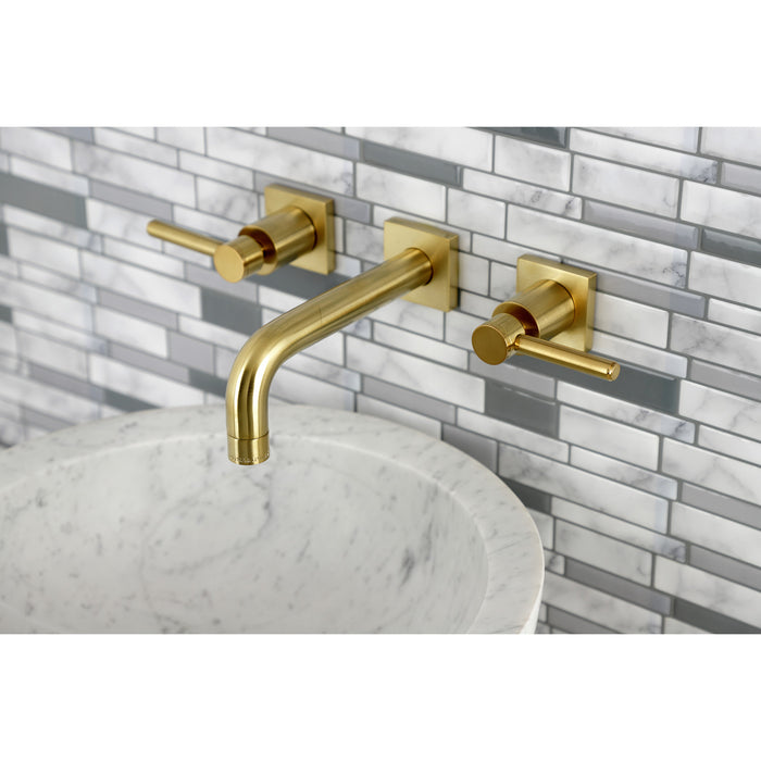 Kingston Sona KS6127DL - Concord Double-Handle 3-Hole Wall Mount Bathroom Faucet, Brushed Brass