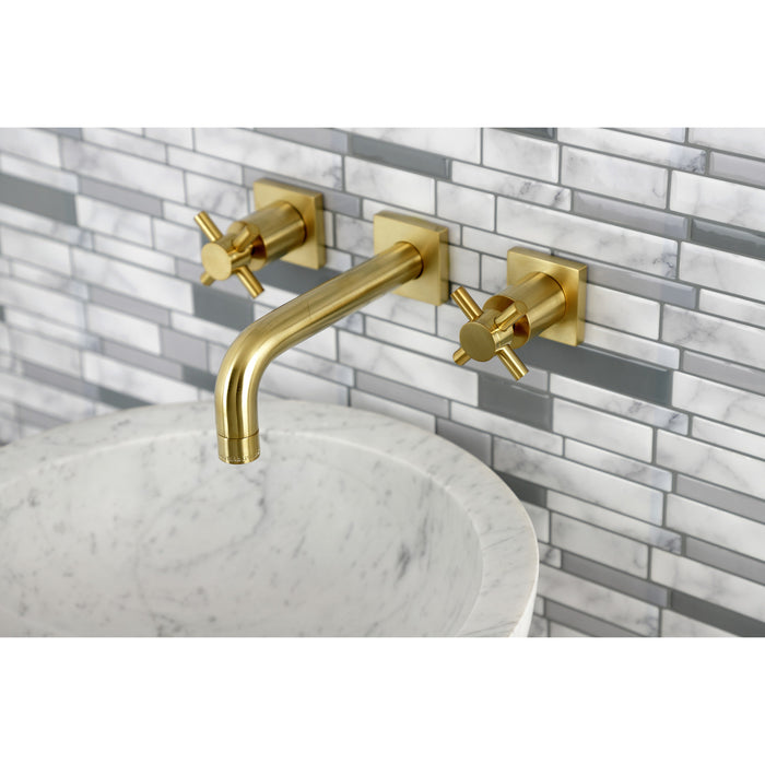 Kingston Sona KS6127DX - Concord Double-Handle 3-Hole Wall Mount Bathroom Faucet, Brushed Brass