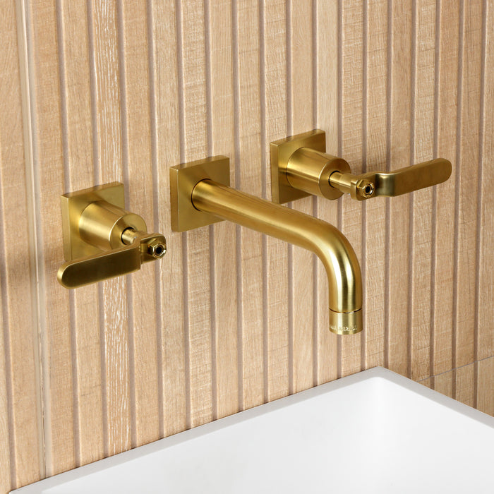 Kingston Sona KS6127KL - Whitaker Double-Handle 3-Hole Wall Mount Bathroom Faucet, Brushed Brass