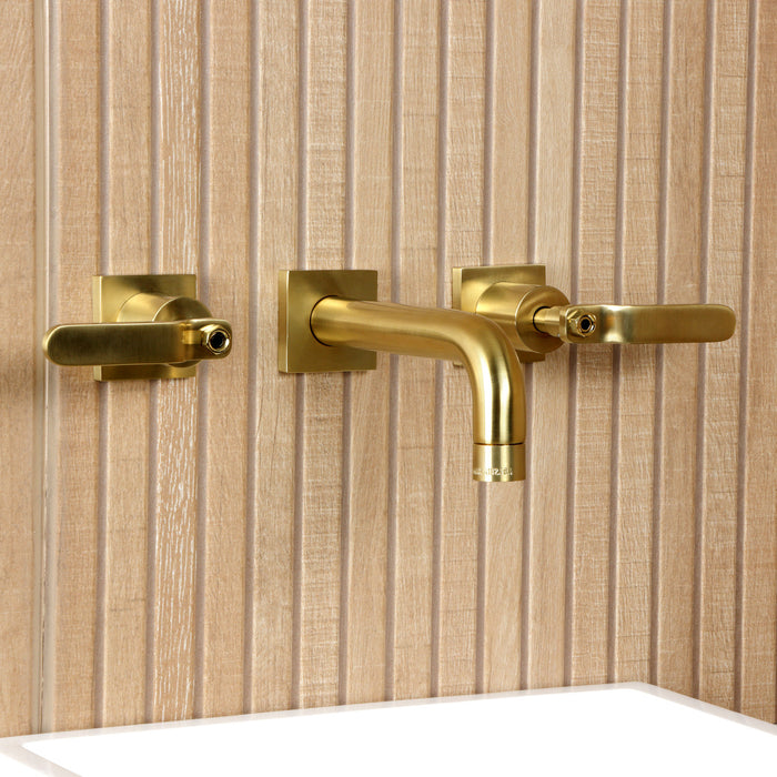 Kingston Sona KS6127KL - Whitaker Double-Handle 3-Hole Wall Mount Bathroom Faucet, Brushed Brass
