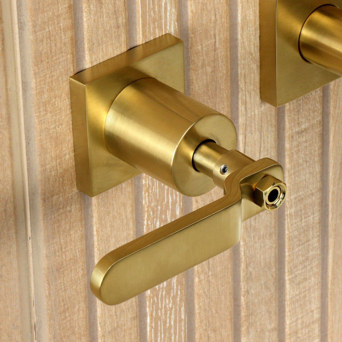 Kingston Sona KS6127KL - Whitaker Double-Handle 3-Hole Wall Mount Bathroom Faucet, Brushed Brass