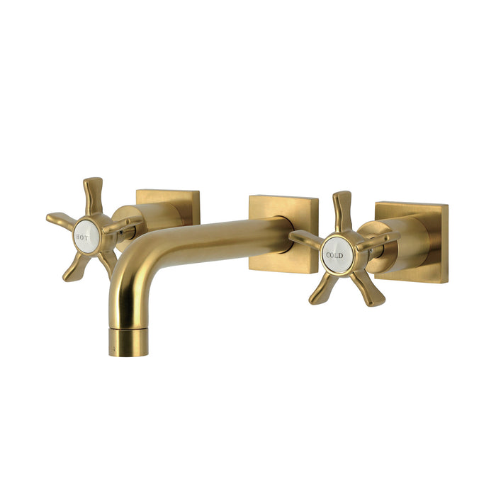 Kingston Sona KS6127NX - Hamilton Double-Handle 3-Hole Wall Mount Bathroom Faucet, Brushed Brass