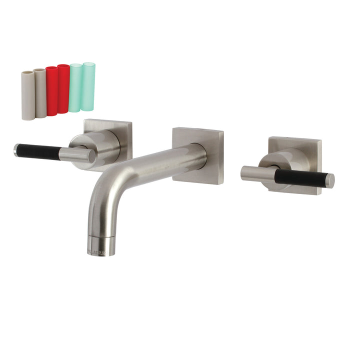 Kingston Sona KS6128CKL - Kaiser Double-Handle 3-Hole Wall Mount Bathroom Faucet, Brushed Nickel