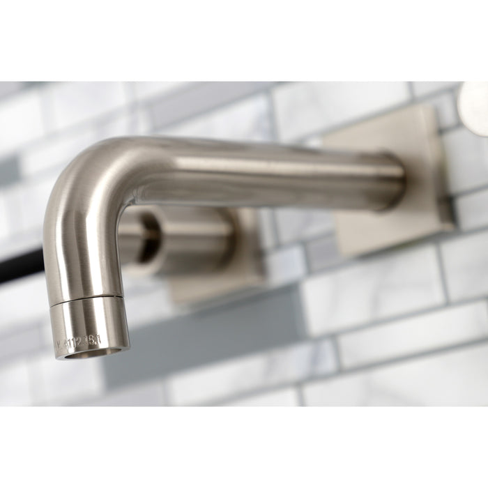 Kingston Sona KS6128DKL - Kaiser Double-Handle 3-Hole Wall Mount Bathroom Faucet, Brushed Nickel