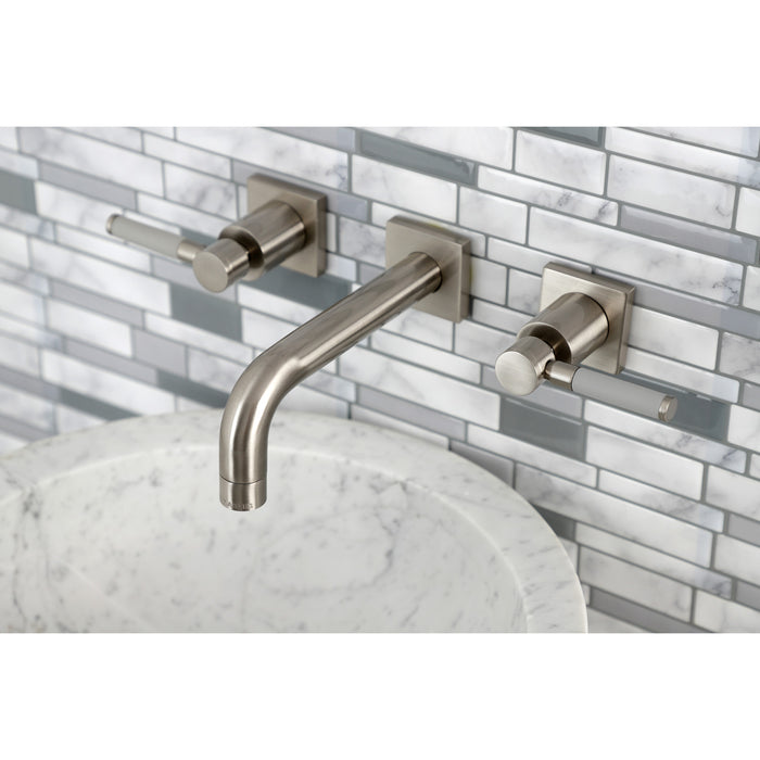 Kingston Sona KS6128DKL - Kaiser Double-Handle 3-Hole Wall Mount Bathroom Faucet, Brushed Nickel