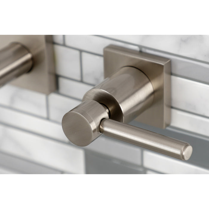 Kingston Sona KS6128DL - Concord Double-Handle 3-Hole Wall Mount Bathroom Faucet, Brushed Nickel