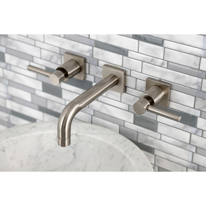 Kingston Sona KS6128DL - Concord Double-Handle 3-Hole Wall Mount Bathroom Faucet, Brushed Nickel