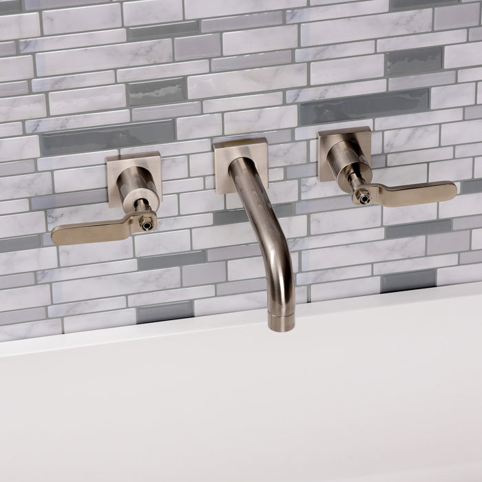 Kingston Sona KS6128KL - Whitaker Double-Handle 3-Hole Wall Mount Bathroom Faucet, Brushed Nickel