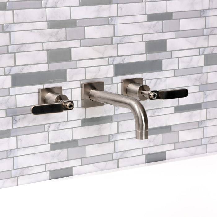 Kingston Sona KS6128KL - Whitaker Double-Handle 3-Hole Wall Mount Bathroom Faucet, Brushed Nickel