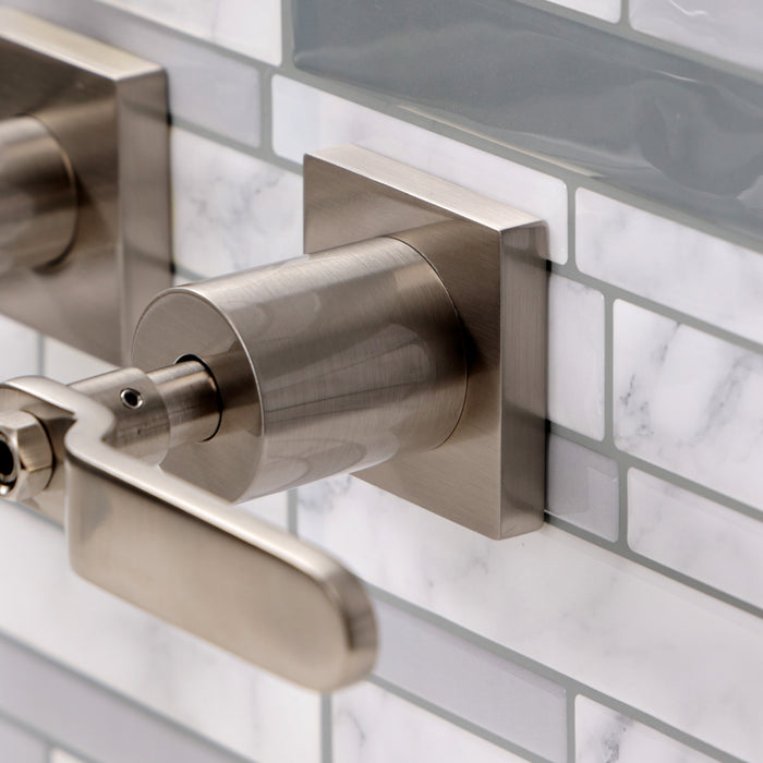 Kingston Sona KS6128KL - Whitaker Double-Handle 3-Hole Wall Mount Bathroom Faucet, Brushed Nickel