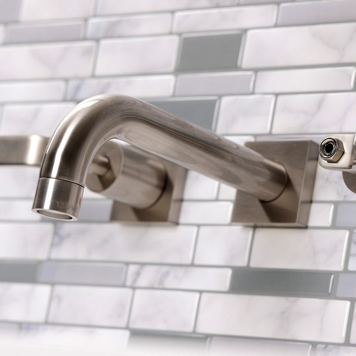 Kingston Sona KS6128KL - Whitaker Double-Handle 3-Hole Wall Mount Bathroom Faucet, Brushed Nickel