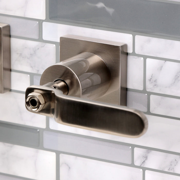 Kingston Sona KS6128KL - Whitaker Double-Handle 3-Hole Wall Mount Bathroom Faucet, Brushed Nickel