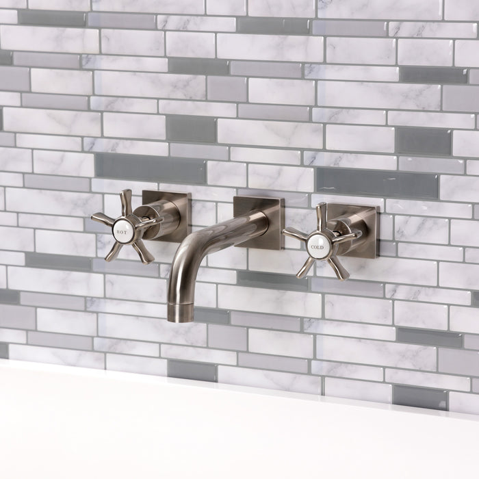 Kingston Sona KS6128NX - Hamilton Double-Handle 3-Hole Wall Mount Bathroom Faucet, Brushed Nickel