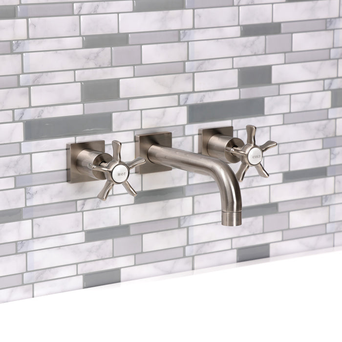 Kingston Sona KS6128NX - Hamilton Double-Handle 3-Hole Wall Mount Bathroom Faucet, Brushed Nickel