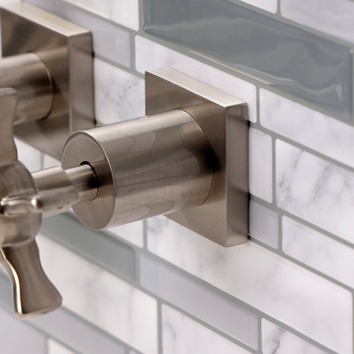 Kingston Sona KS6128NX - Hamilton Double-Handle 3-Hole Wall Mount Bathroom Faucet, Brushed Nickel