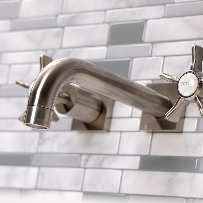 Kingston Sona KS6128NX - Hamilton Double-Handle 3-Hole Wall Mount Bathroom Faucet, Brushed Nickel