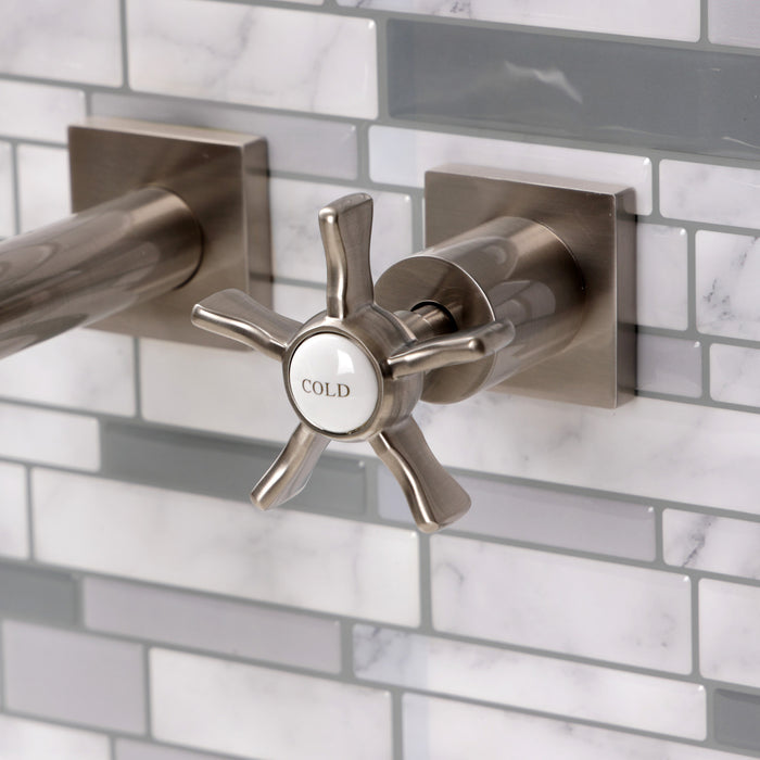 Kingston Sona KS6128NX - Hamilton Double-Handle 3-Hole Wall Mount Bathroom Faucet, Brushed Nickel