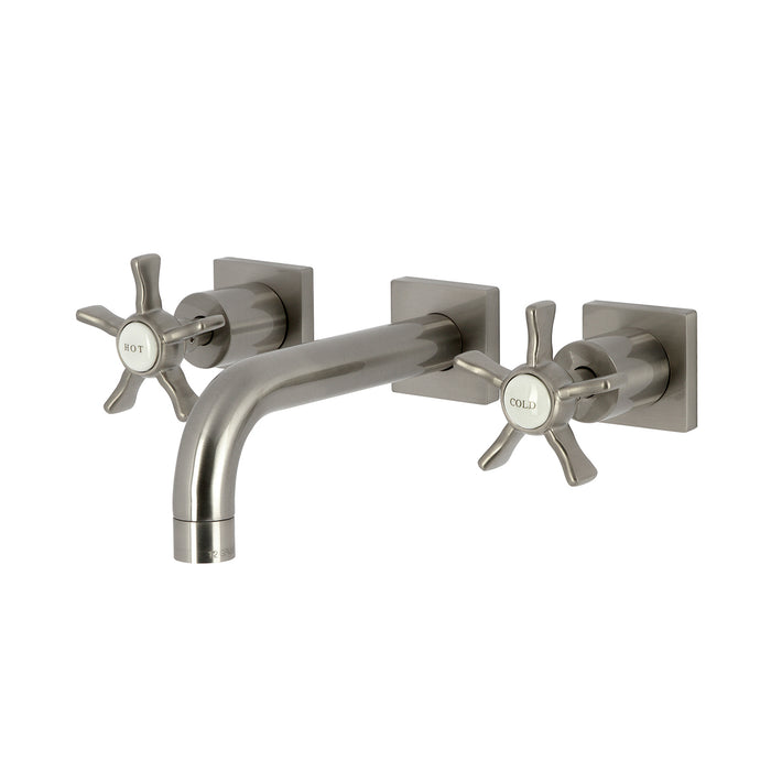 Kingston Sona KS6128NX - Hamilton Double-Handle 3-Hole Wall Mount Bathroom Faucet, Brushed Nickel