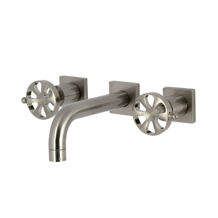 Kingston Sona KS6128RX - Belknap Double-Handle 3-Hole Wall Mount Bathroom Faucet, Brushed Nickel