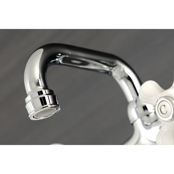 Kingston Heirloom KS612C - Kingston Two-Handle 2-Hole Wall Mount Bar Faucet, Polished Chrome