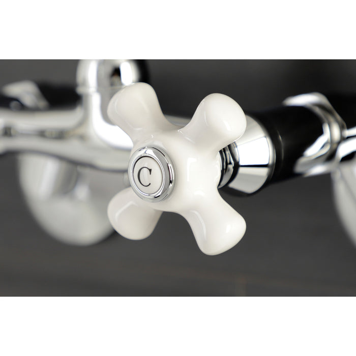 Kingston Heirloom KS612C - Kingston Two-Handle 2-Hole Wall Mount Bar Faucet, Polished Chrome