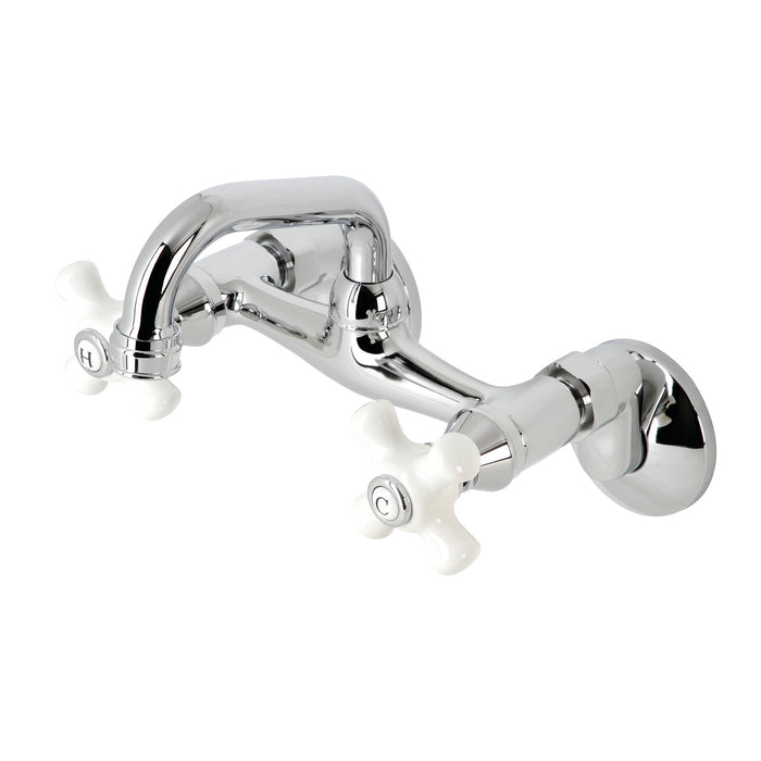 Kingston Heirloom KS612C - Kingston Two-Handle 2-Hole Wall Mount Bar Faucet, Polished Chrome