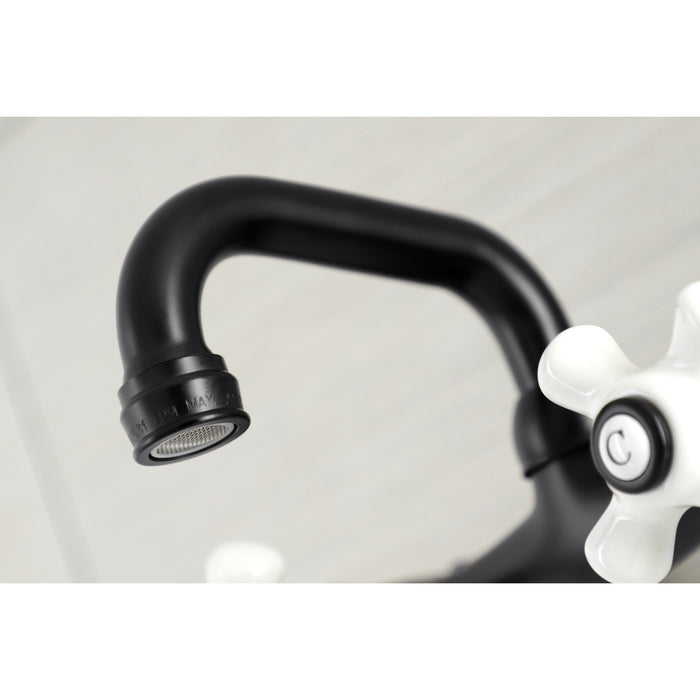 Kingston Heirloom KS612MB - Kingston Two-Handle 2-Hole Wall Mount Bar Faucet, Matte Black
