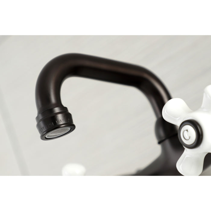 Kingston Heirloom KS612ORB - Kingston Two-Handle 2-Hole Wall Mount Bar Faucet, Oil Rubbed Bronze