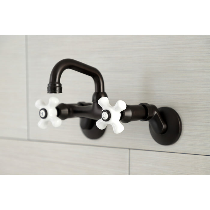 Kingston Heirloom KS612ORB - Kingston Two-Handle 2-Hole Wall Mount Bar Faucet, Oil Rubbed Bronze