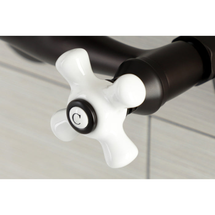 Kingston Heirloom KS612ORB - Kingston Two-Handle 2-Hole Wall Mount Bar Faucet, Oil Rubbed Bronze