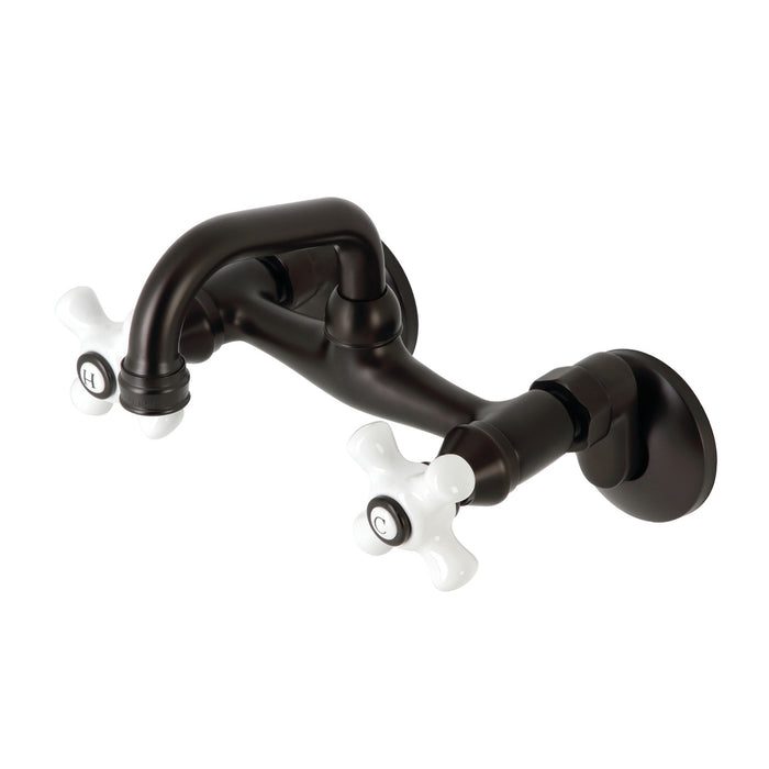 Kingston Heirloom KS612ORB - Kingston Two-Handle 2-Hole Wall Mount Bar Faucet, Oil Rubbed Bronze