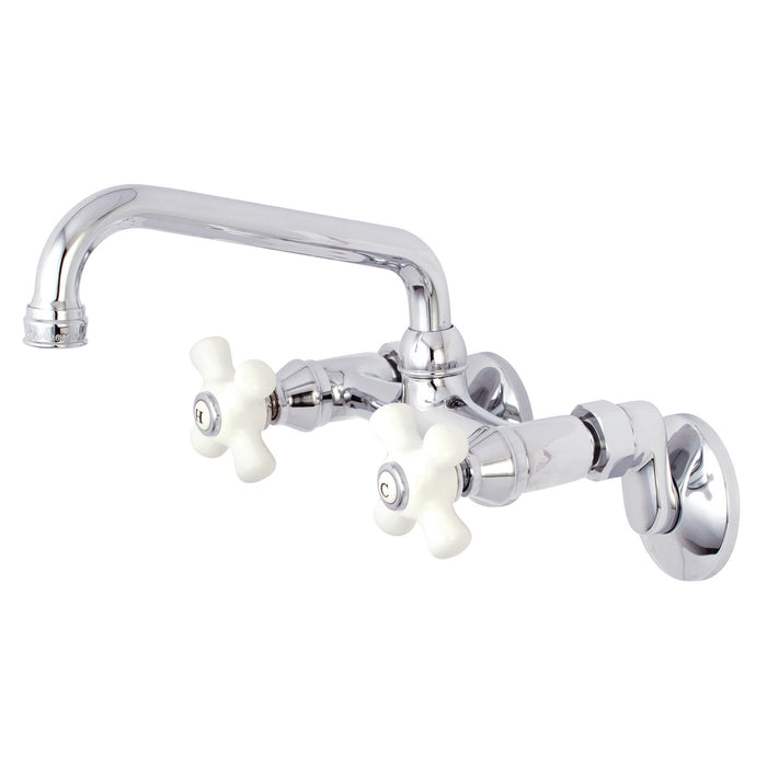 Kingston Heirloom KS613C - Kingston Two-Handle 2-Hole Wall Mount Bridge Kitchen Faucet, Polished Chrome