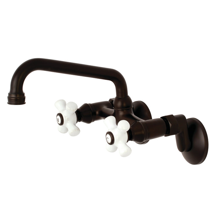 Kingston Heirloom KS613ORB - Kingston Two-Handle 2-Hole Wall Mount Bridge Kitchen Faucet, Oil Rubbed Bronze