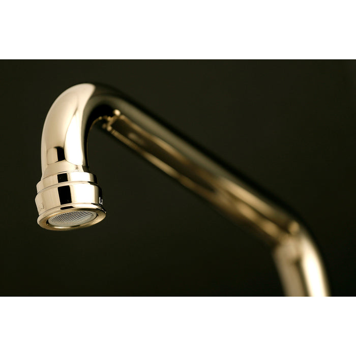 Kingston Heirloom KS613PN - Kingston Two-Handle 2-Hole Wall Mount Bridge Kitchen Faucet, Polished Nickel