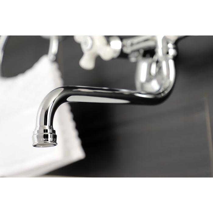 Kingston Heirloom KS615C - Kingston Double-Handle 2-Hole Wall Mount Bathroom Faucet, Polished Chrome