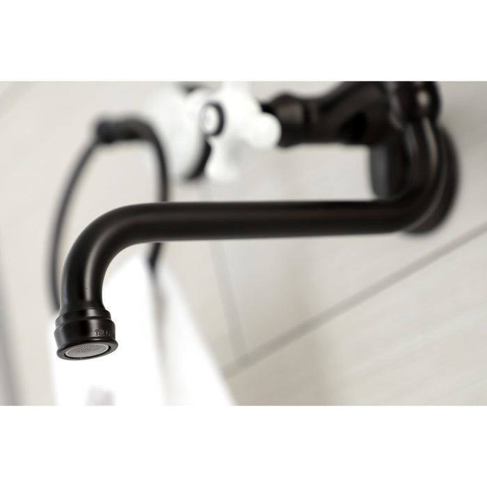 Kingston Heirloom KS615ORB - Kingston Double-Handle 2-Hole Wall Mount Bathroom Faucet, Oil Rubbed Bronze