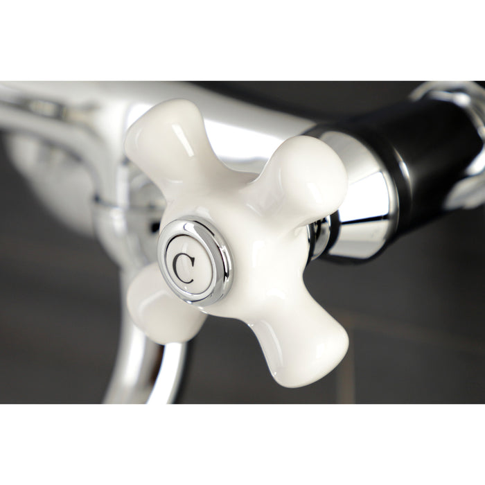 Kingston Heirloom KS616C - Kingston Double-Handle 2-Hole Wall Mount Bathroom Faucet, Polished Chrome