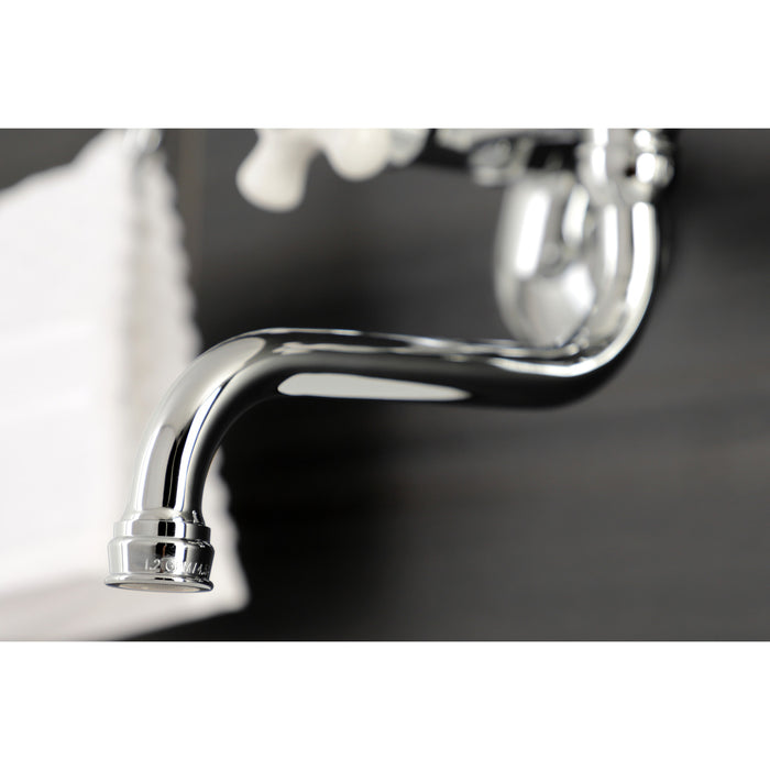Kingston Heirloom KS616C - Kingston Double-Handle 2-Hole Wall Mount Bathroom Faucet, Polished Chrome