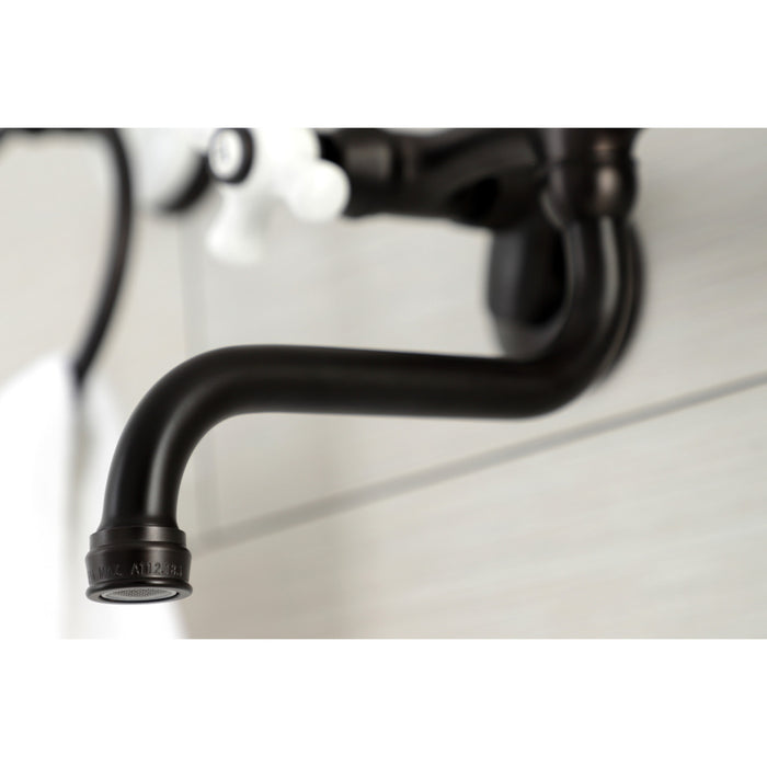Kingston Heirloom KS616ORB - Kingston Double-Handle 2-Hole Wall Mount Bathroom Faucet, Oil Rubbed Bronze