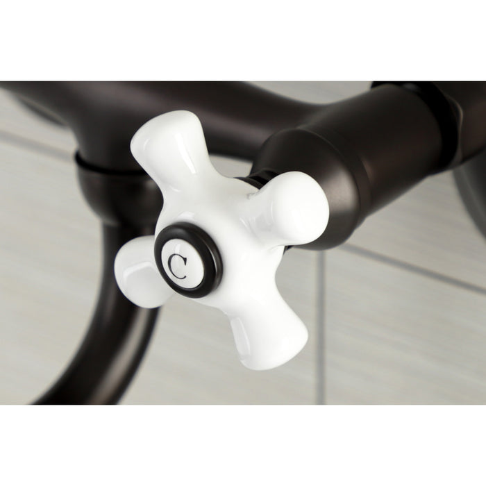 Kingston Heirloom KS616ORB - Kingston Double-Handle 2-Hole Wall Mount Bathroom Faucet, Oil Rubbed Bronze