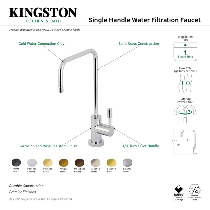 Concord KS6191DL Single-Handle 1-Hole Deck Mount Water Filtration Faucet, Polished Chrome
