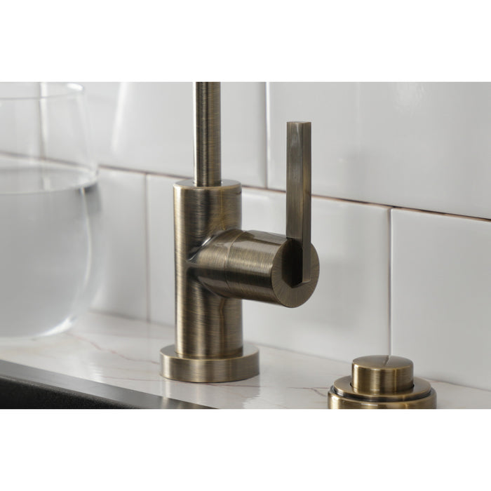 Kingston Sona KS6193CTL - Continental Single-Handle 1-Hole Deck Mount Water Filtration Faucet, Antique Brass