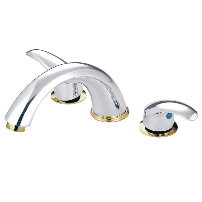 Kingston Tulare KS6364LL Two-Handle 3-Hole Deck Mount Roman Tub Faucet, Polished Chrome/Polished Brass