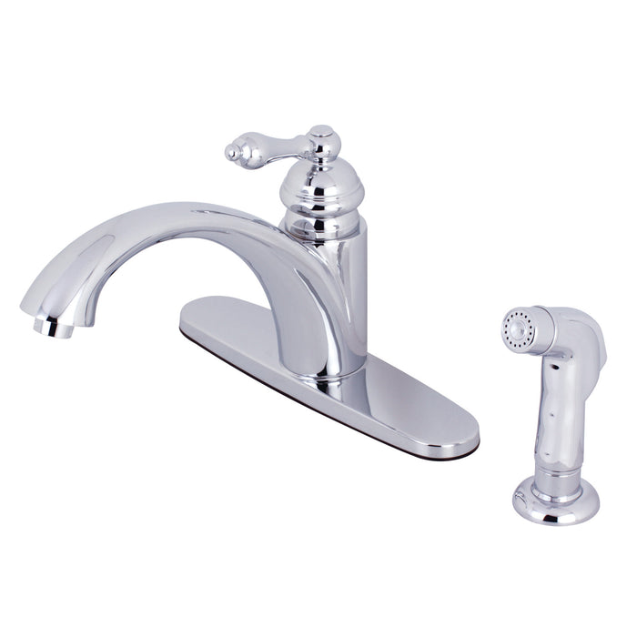 Kingston Vintage KS6571ALSP Single-Handle 2-or-4 Hole Kitchen Faucet with Side Sprayer, Polished Chrome