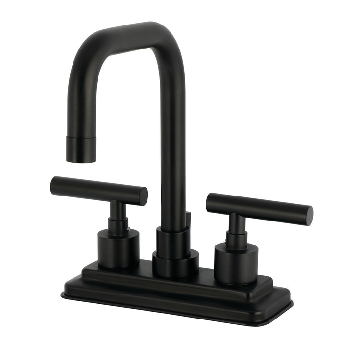 Kingston Sona KS6640CML - Manhattan Double-Handle 3-Hole Deck Mount 4-Inch Centerset Bathroom Faucet with Brass Pop-Up, Matte Black