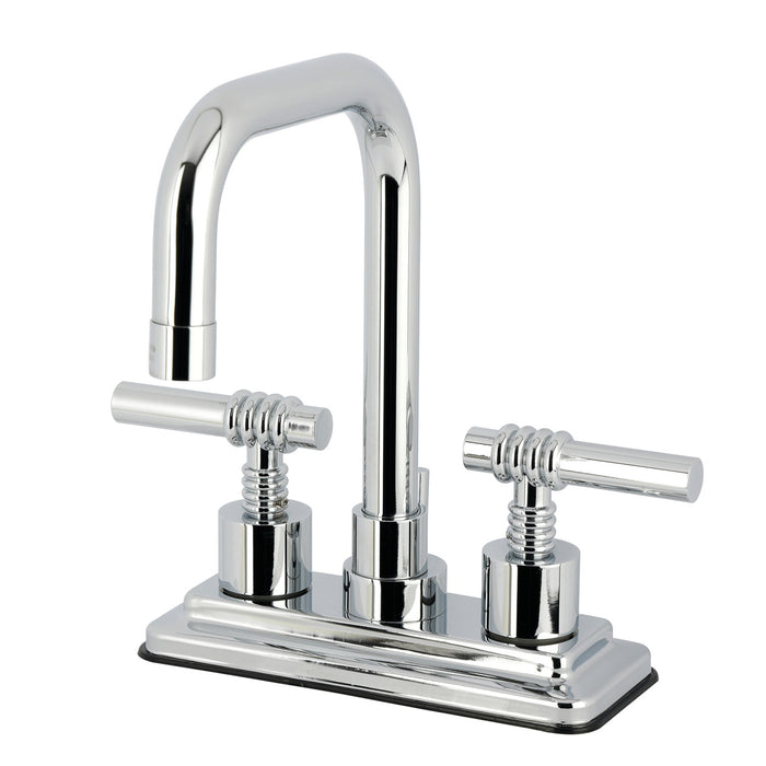 Kingston Milano KS6641ML Double-Handle 3-Hole Deck Mount 4-Inch Centerset Bathroom Faucet with Brass Pop-Up, Polished Chrome