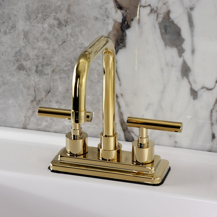 Kingston Sona KS6642CML - Manhattan Double-Handle 3-Hole Deck Mount 4-Inch Centerset Bathroom Faucet with Brass Pop-Up, Polished Brass