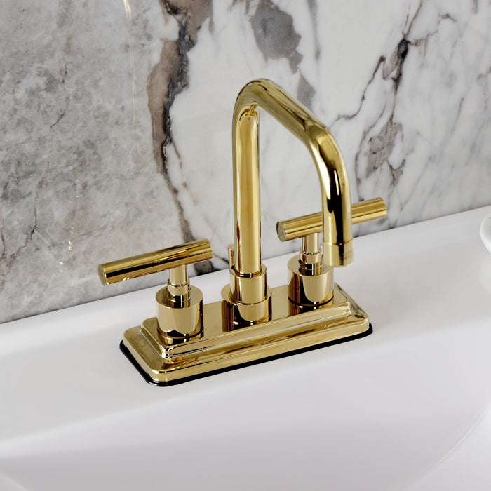 Kingston Sona KS6642CML - Manhattan Double-Handle 3-Hole Deck Mount 4-Inch Centerset Bathroom Faucet with Brass Pop-Up, Polished Brass