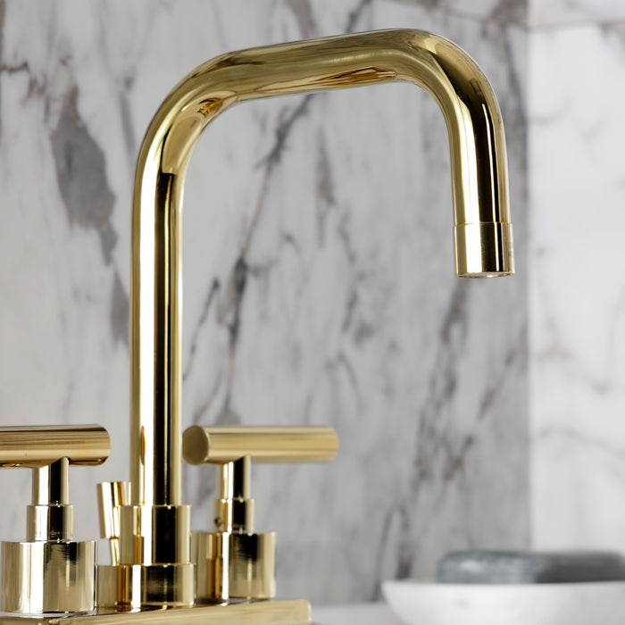 Kingston Sona KS6642CML - Manhattan Double-Handle 3-Hole Deck Mount 4-Inch Centerset Bathroom Faucet with Brass Pop-Up, Polished Brass