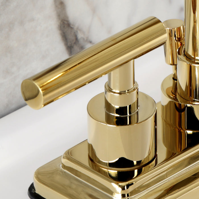 Kingston Sona KS6642CML - Manhattan Double-Handle 3-Hole Deck Mount 4-Inch Centerset Bathroom Faucet with Brass Pop-Up, Polished Brass
